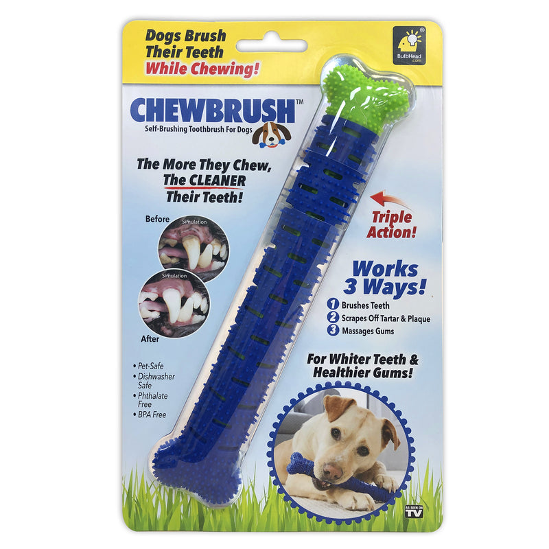 TELEBRANDS CORPORATION, BulbHead Chew Brush Blue Dog Self Brushing Toothbrush 1 pk