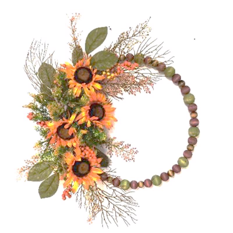 ACE TRADING -SUNNY, Celebrations 22 in. D Beaded Sunflower Harvest Wreath