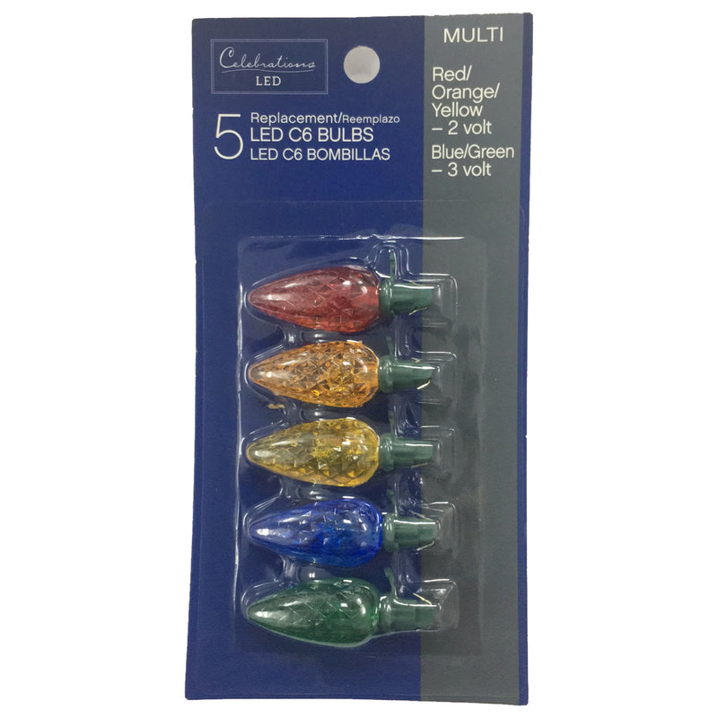 ACE TRADING - WEC, Celebrations 3V Multicolor LED C6 Replacement Bulbs (Pack of 5)