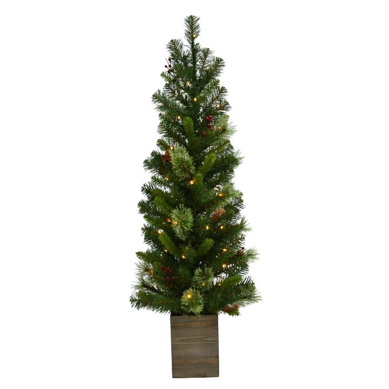 ACE TRADING - HOLIDAY BRIGHT LIGHTS, Celebrations 4 ft. Pencil LED 50 ct Potted Tree Christmas Tree