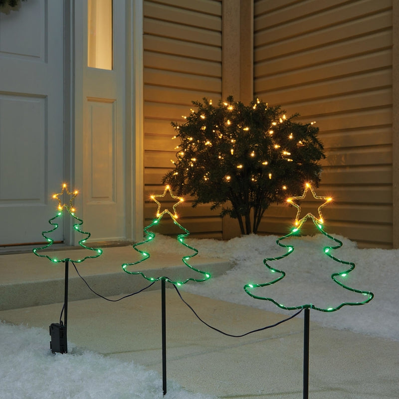 Inliten Llc, Celebrations  Christmas Tree  Pathway Marker  Green  Plastic  3 pk (Pack of 6)