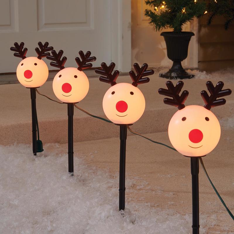 ACE TRADING-INLITEN 2, Celebrations Clear Blow Mold Reindeer Heads Incandescent Pathway Decor 24 H x 12 W in.