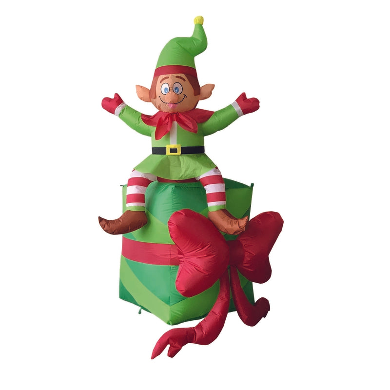 ACE TRDING - FOUR SEASONS AIR BLOWN, Celebrations Elf With Presents 6 ft. Inflatable