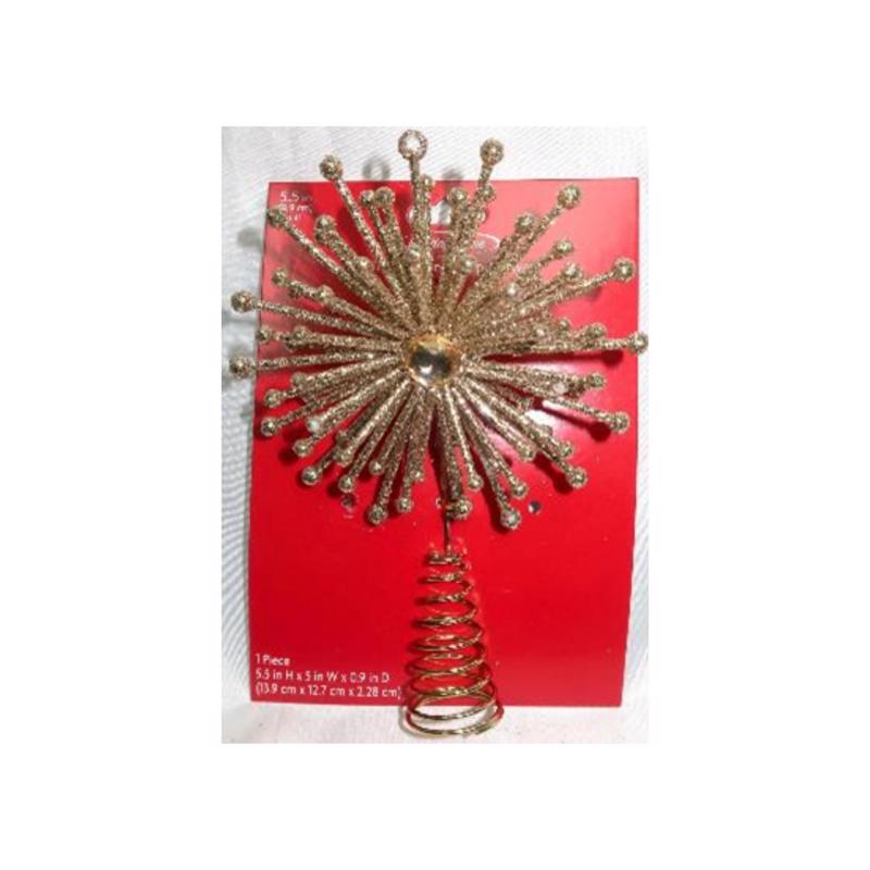 ACE TRADING -SUNNY, Celebrations Home Gold Glitter Snowflake Burst Tree Topper 5.5 in.