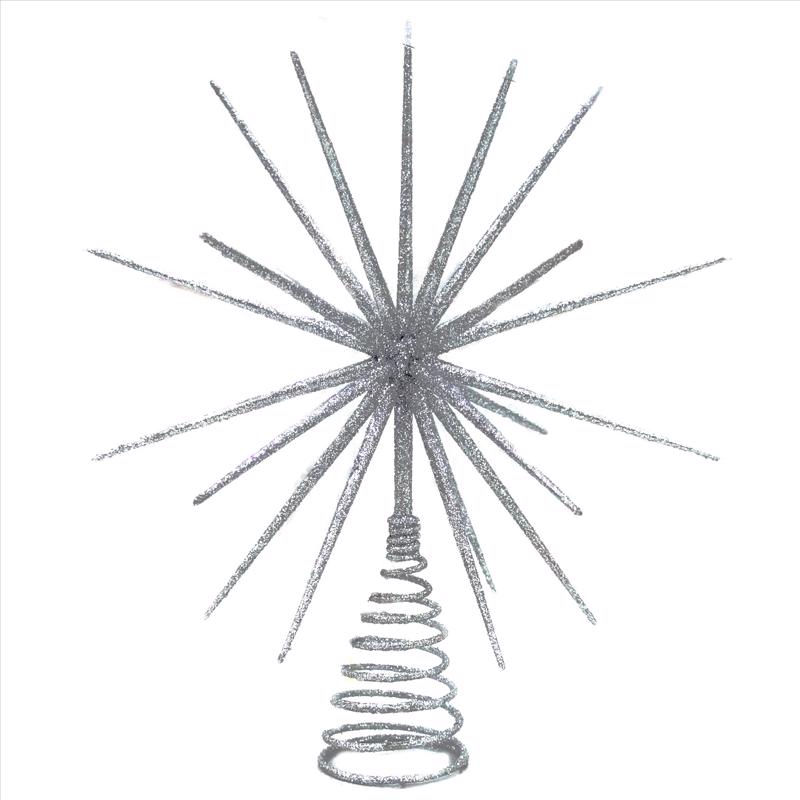 ACE TRADING -SUNNY, Celebrations Home Silver Burst Tree Topper 14 in.