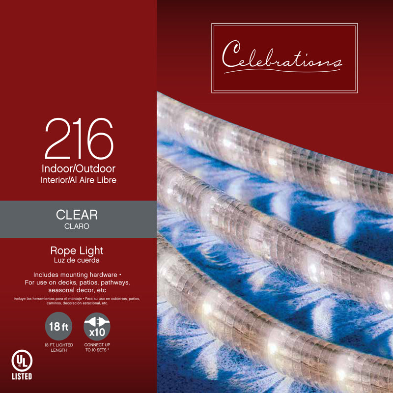 ACE TRADING - SI 11, Celebrations Incandescent Mini Clear/Warm White 216 ct Rope Christmas Lights 18 ft.