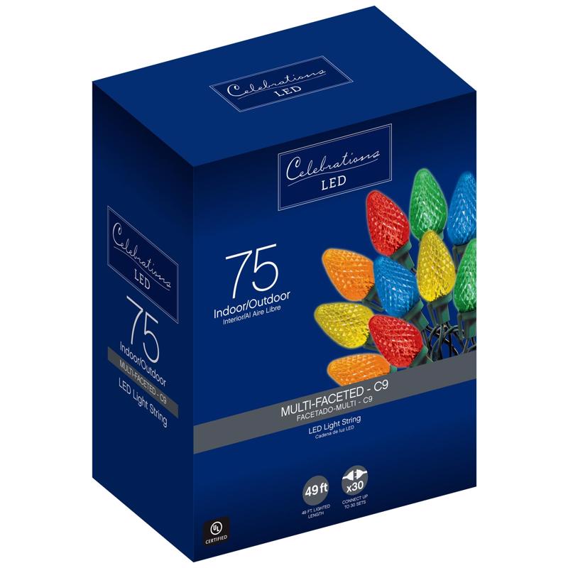 ACE TRADING - WEC, Celebrations LED C9 Multicolored 75 ct String Christmas Lights 49 ft.