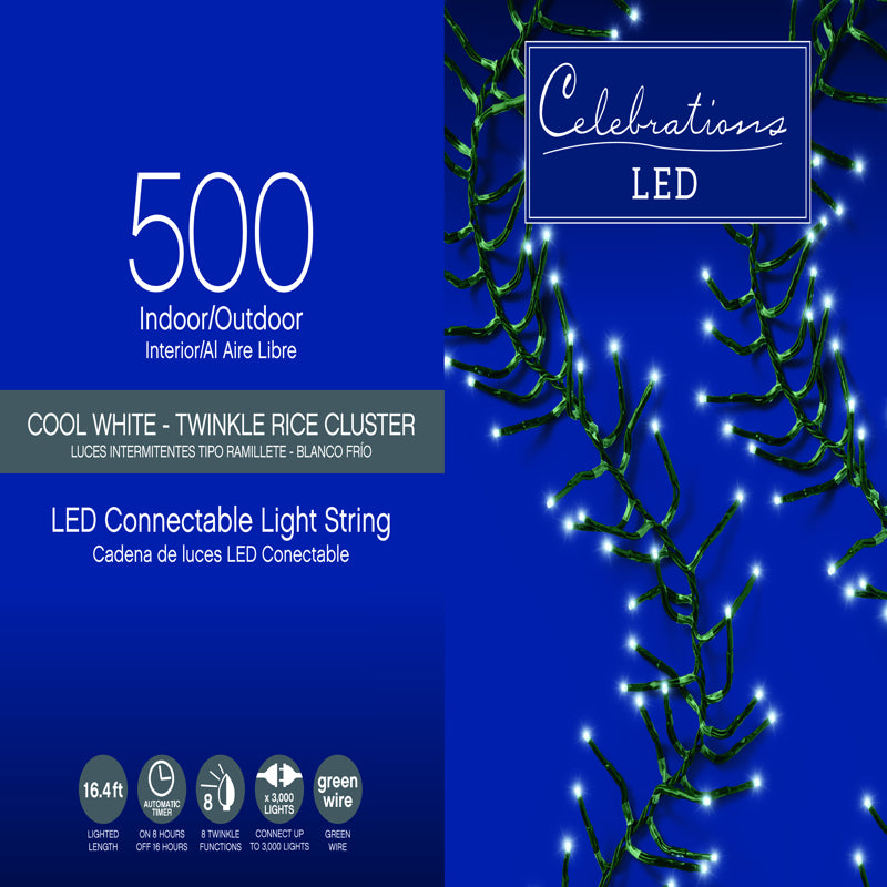 ACE TRADING - ILLUMAX 1, Celebrations LED Cool White 12W Plug-in String Christmas Lights 16.4 L ft.