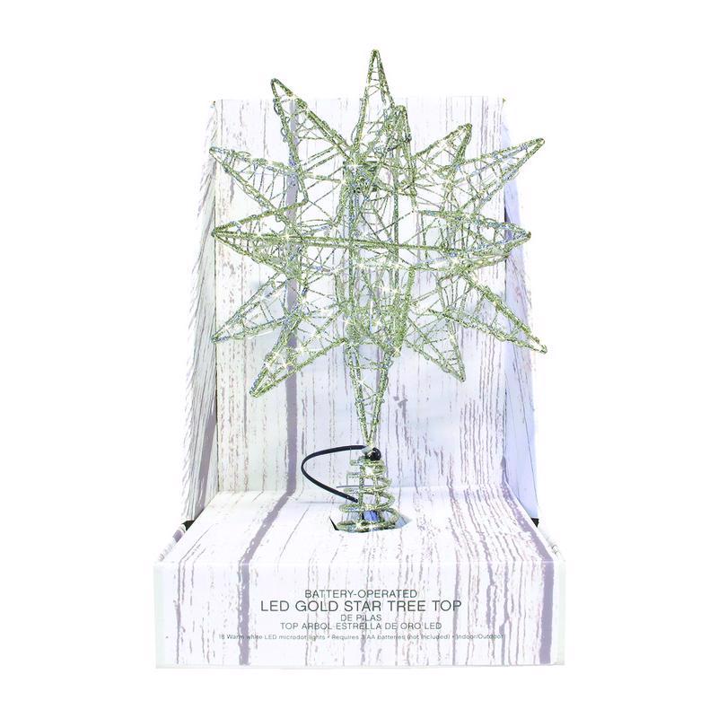 ACE TRADING-INLITEN 2, Celebrations LED Gold Microdot Star Tree Topper 10 in.