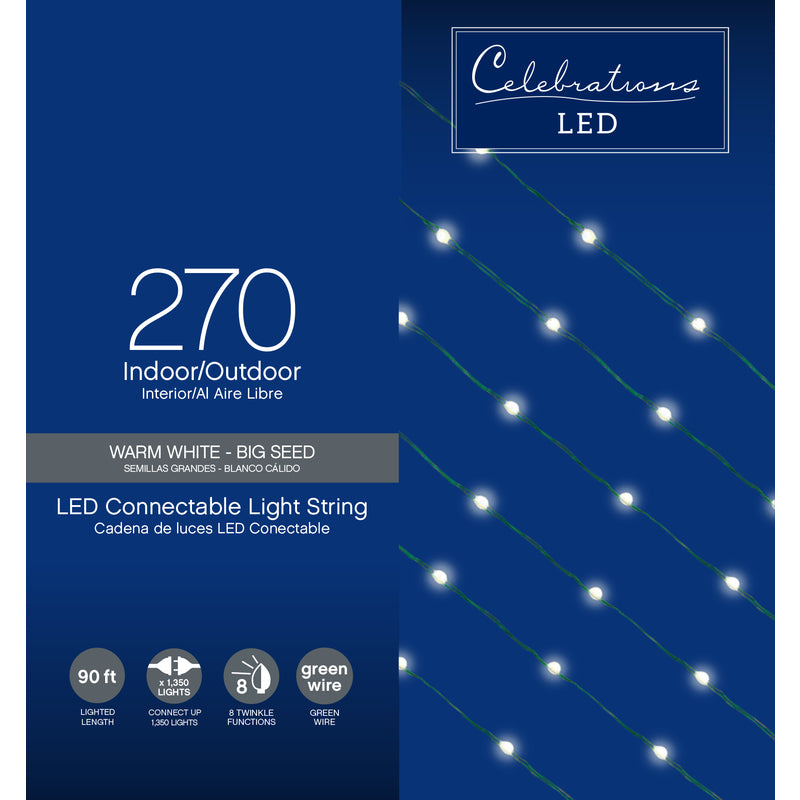 ACE TRADING-HBL GAN YAO, Celebrations LED Micro Dot/Fairy Clear/Warm White 270 ct String Christmas Lights 90 ft.