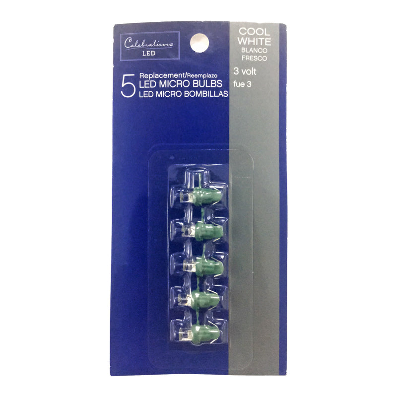 ACE TRADING - WEC, Celebrations LED Micro/5mm Cool White 5 ct Replacement Christmas Light Bulbs