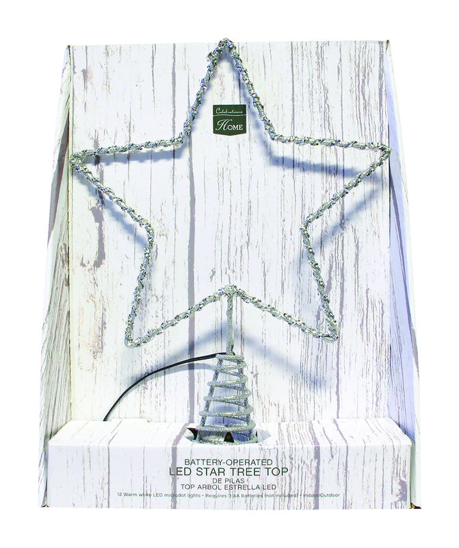 ACE TRADING-INLITEN 2, Celebrations LED Silver Microdot Star Tree Topper