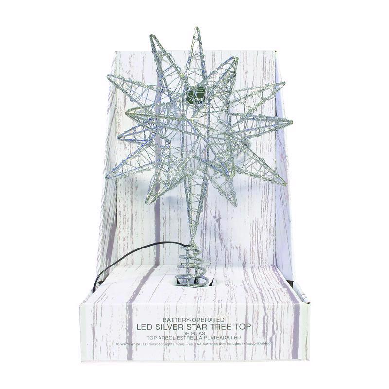 ACE TRADING-INLITEN 2, Celebrations LED Silver Microdot Star Tree Topper 9 in.