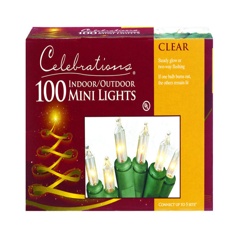 ACE TRADING - WEC, Celebrations Mini Incandescent Light Set Clear 20.625 ft. 100 lights Green (Pack of 24)