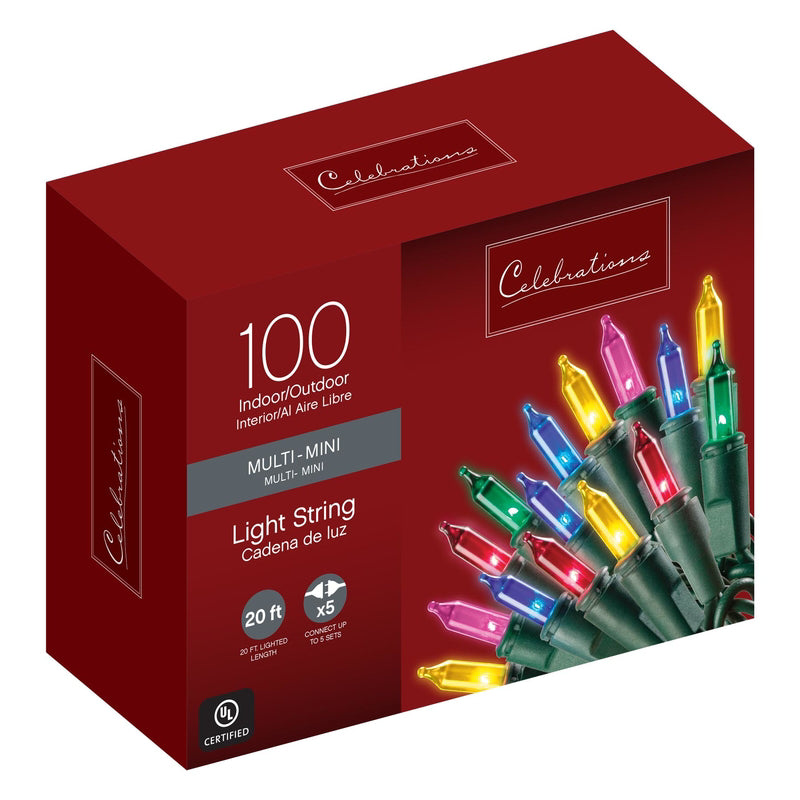 ACE TRADING - WEC, Celebrations Mini Incandescent Light Set Multicolored 20.625 ft. 100 lights Green (Pack of 24)