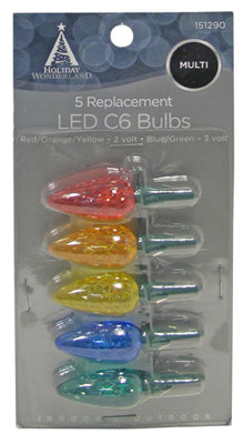 Inliten Llc-Import, Christmas Lights LED Replacement Bulb, C6, Multi-Color, 5-Pk.