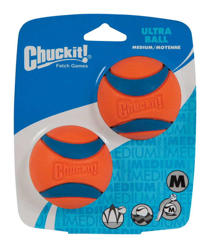 DOSKOCIL MANUFACTURING CO INC, Chuckit! Blue/Orange Rubber Fetch Ball Ultra Ball Medium 2 pk