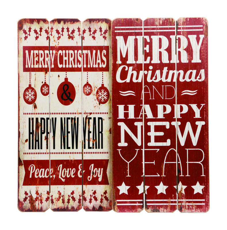 KAEMINGK INTERNATIONAL, Decoris Wood Look Christmas Sign Red/White MDF 1 each (Pack of 8)