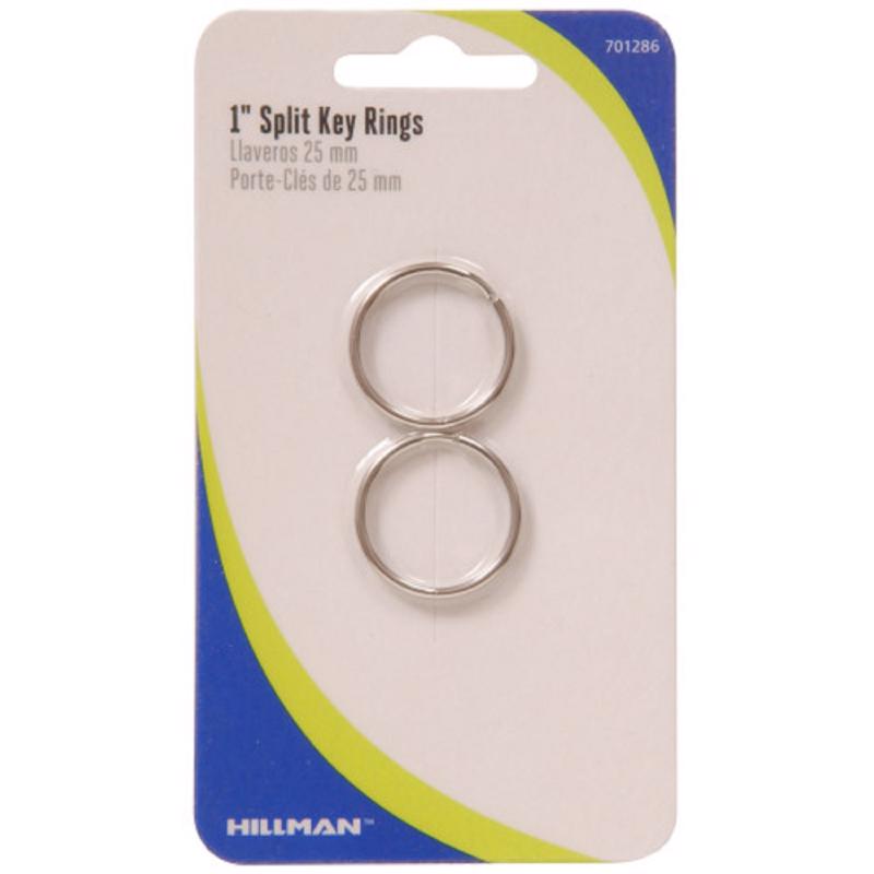 HILLMAN GROUP RSC, Hillman 1 In. Dia. Tempered Steel Silver Split Rings/Cable Rings Key Ring