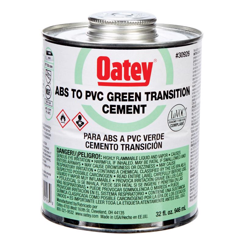 OATEY SCS, Oatey Green Medium-Bodied Formula Transition Cement for ABS/PVC 32 oz.